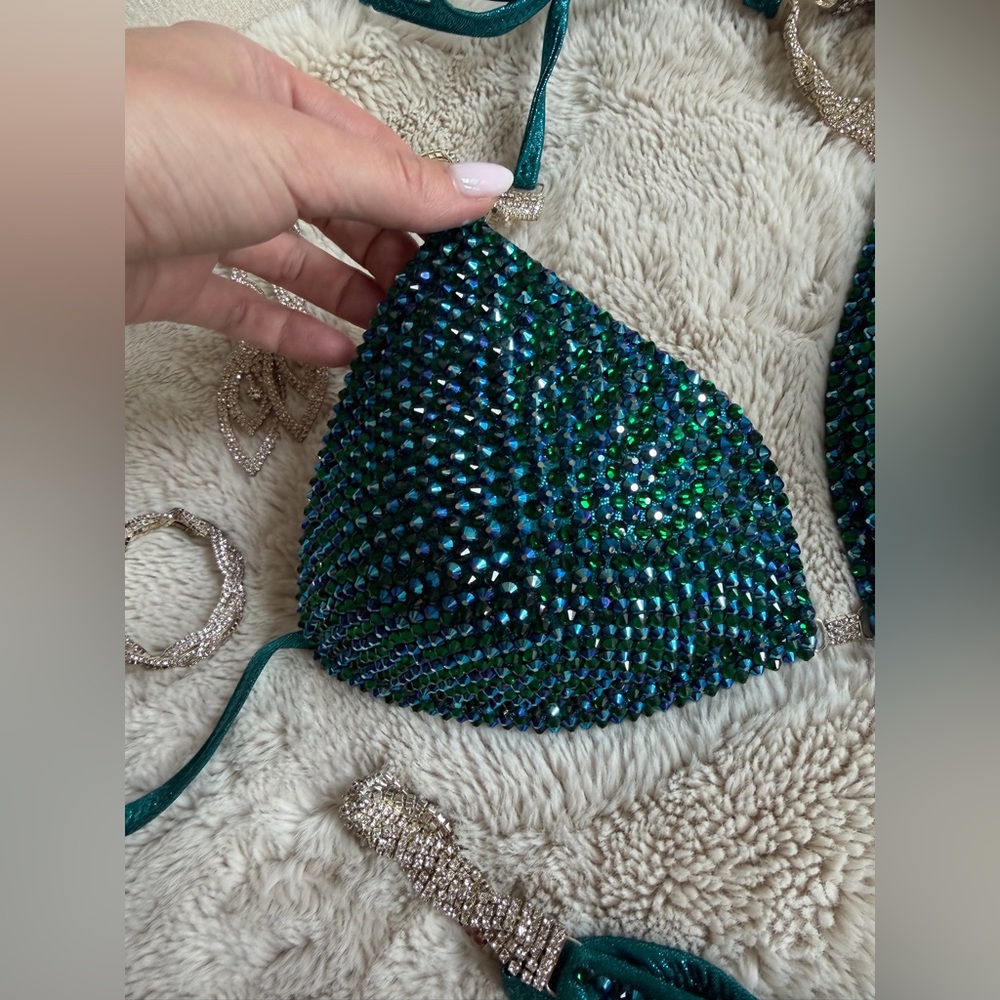 Emerald Green Rhinestone Bikini Set - Picture 4 of 4